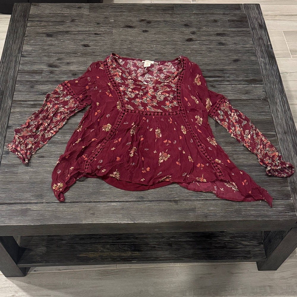 Sundance Burgundy Floral Blouse